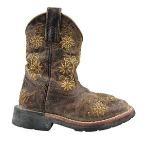 Dan Post Kids Size 10D Gardenia Brown Leather Floral Western Cowboy Cowgirl Boot